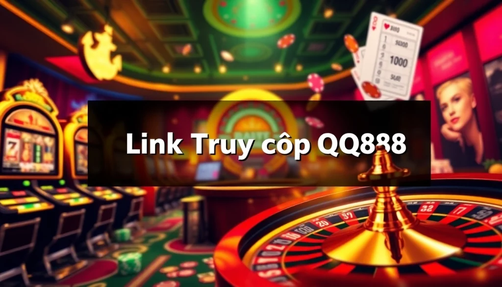 Explore the thrilling world of online gambling with the link truy cập qq88 showcasing casino tables and busy players in action.
