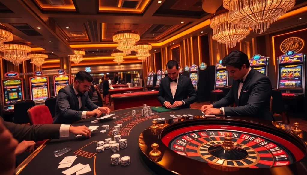 Experience the thrill of gaming at https://rikvip1.top/tac-gia-rikvip with players enjoying a luxurious casino atmosphere.