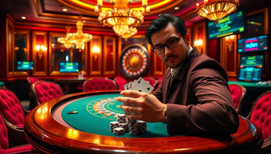 Experience the thrill of winning as you engage in bet vip high-stakes poker, surrounded by luxurious casino decor.