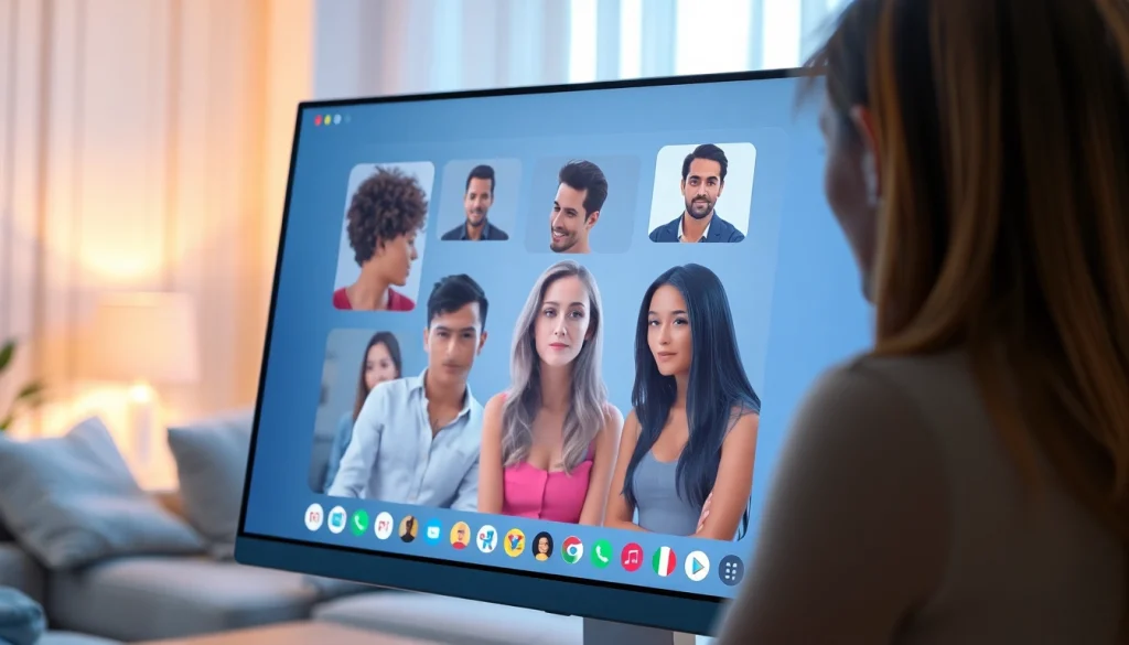 Engaging ai sex chat scene featuring diverse avatars in a cozy virtual space.