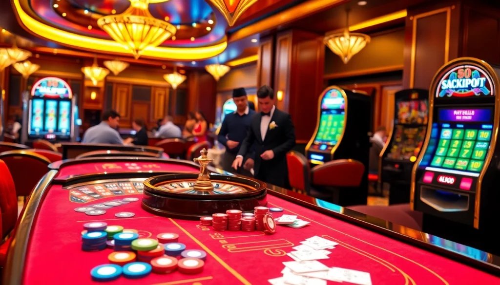 Experience the thrill of fun79 at a glamorous casino table with vibrant games.