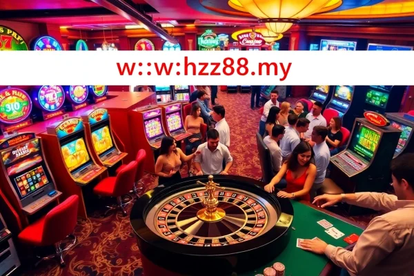 Experience the thrill of gaming at https://hz88.my/ with players engaged at a vibrant roulette table.